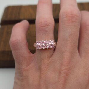Size 8 925 Sterling Silver Pink Cubic Zirconia Ring A165